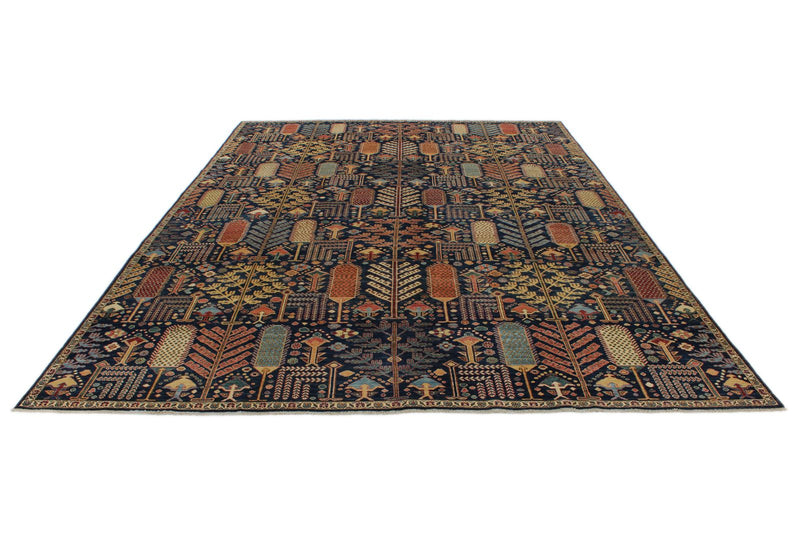 10x14 Navy and Multicolor Anatolian Traditional Rug