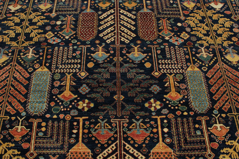 10x14 Navy and Multicolor Anatolian Traditional Rug