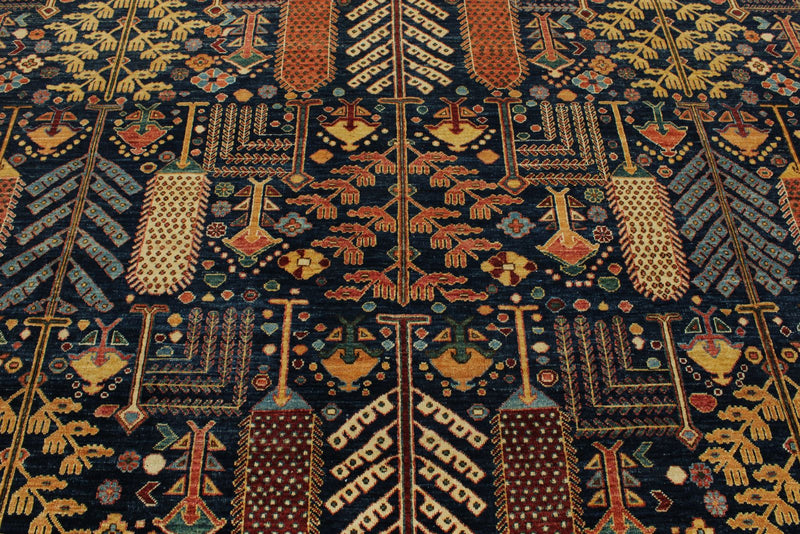 10x14 Navy and Multicolor Anatolian Traditional Rug