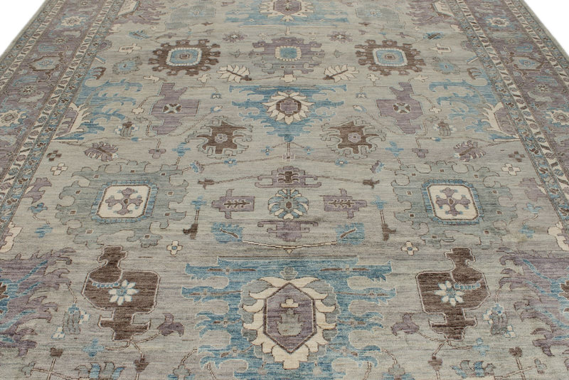 10x14 Gray and Light Blue Anatolian Traditional Rug