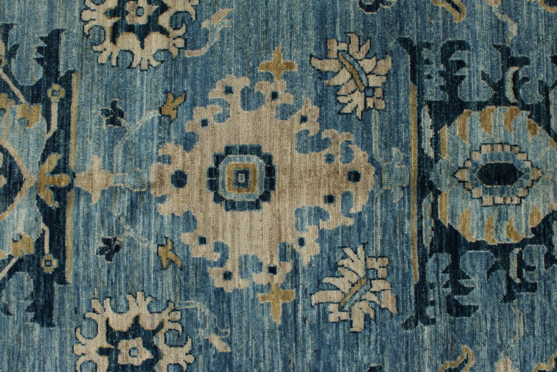 10x14 Light Blue and Blue Anatolian Traditional Rug