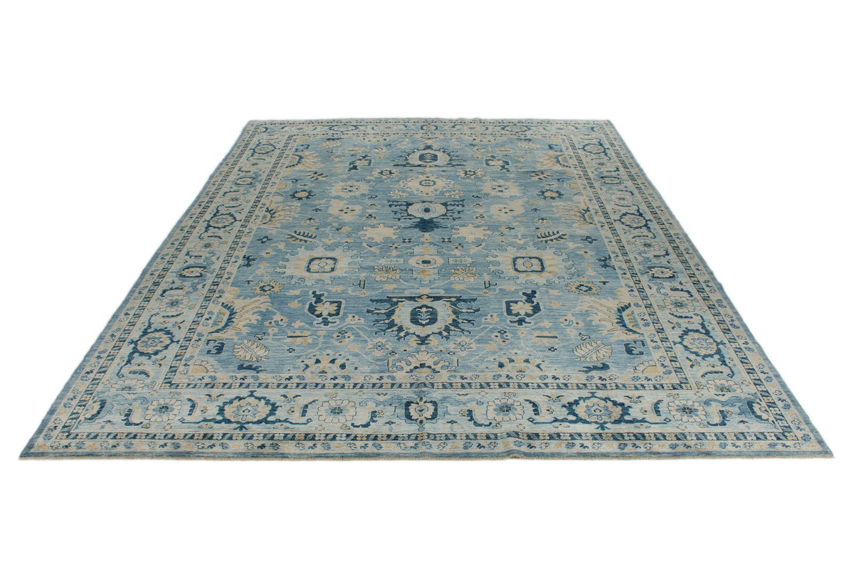 10x14 Light Blue and Blue Anatolian Traditional Rug