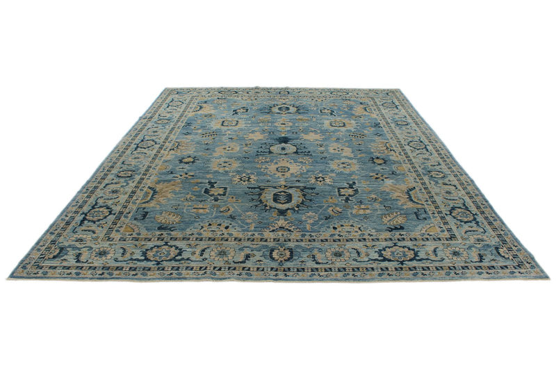 10x14 Light Blue and Blue Anatolian Traditional Rug