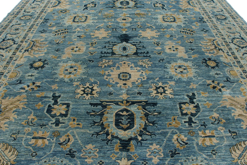 10x14 Light Blue and Blue Anatolian Traditional Rug