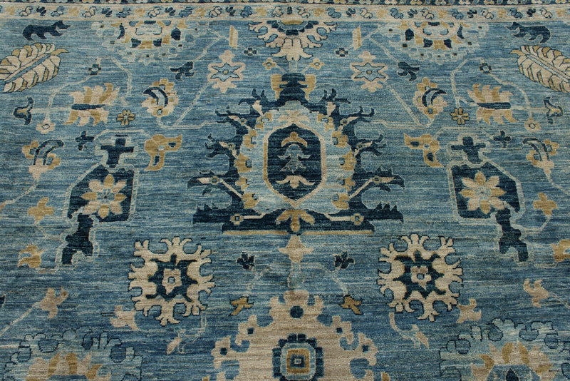 10x14 Light Blue and Blue Anatolian Traditional Rug