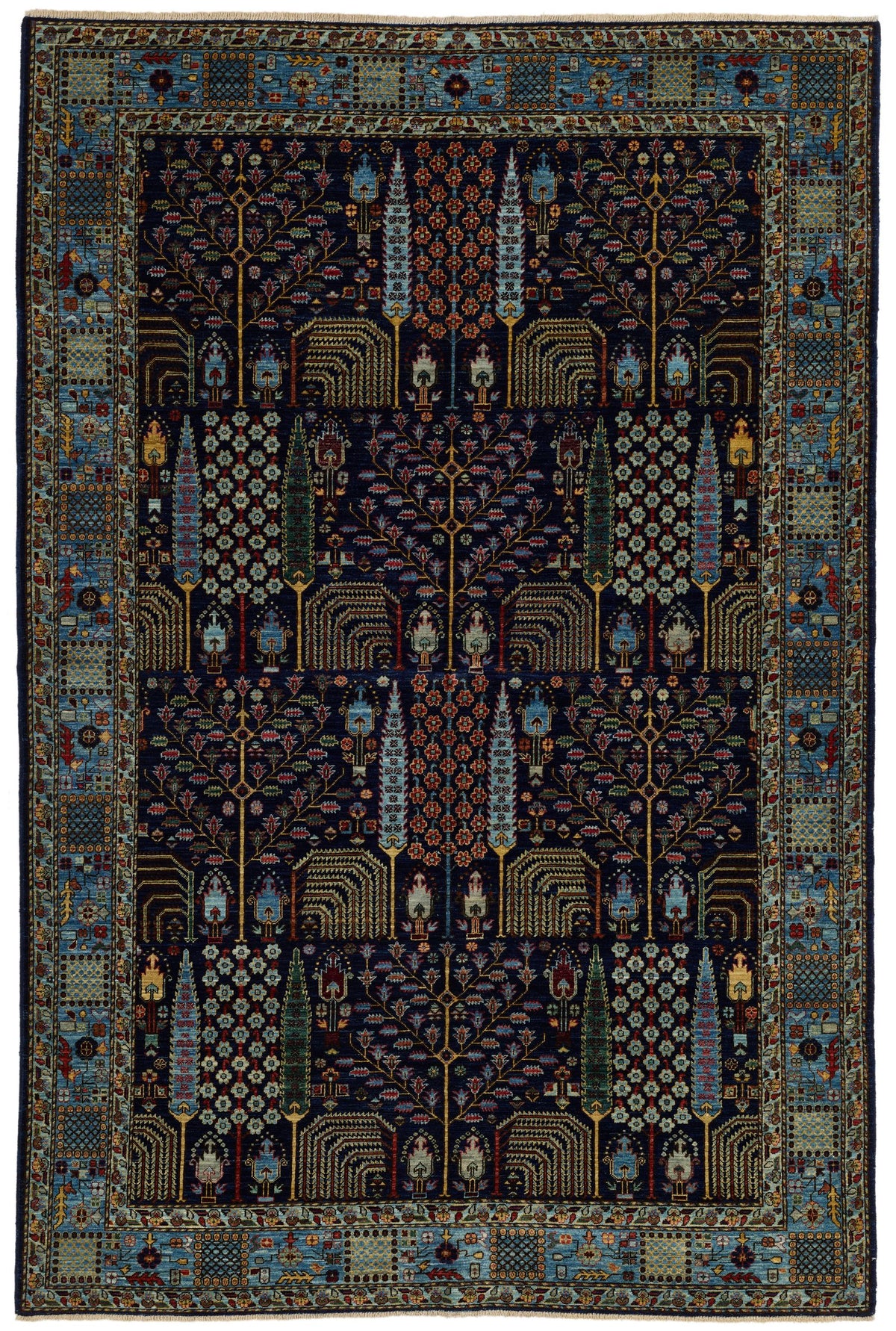 6x9 Navy and Blue Traditional Rug