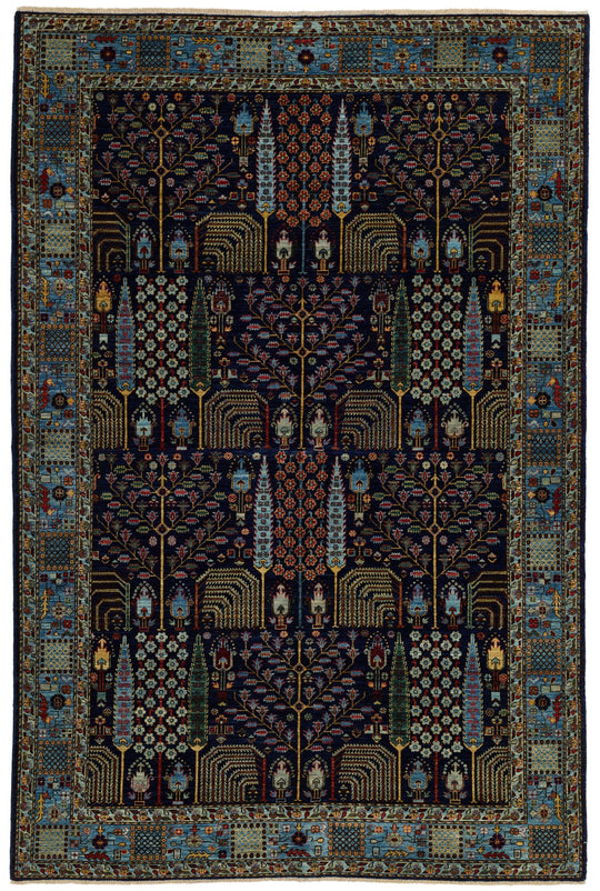 6x9 Navy and Blue Traditional Rug