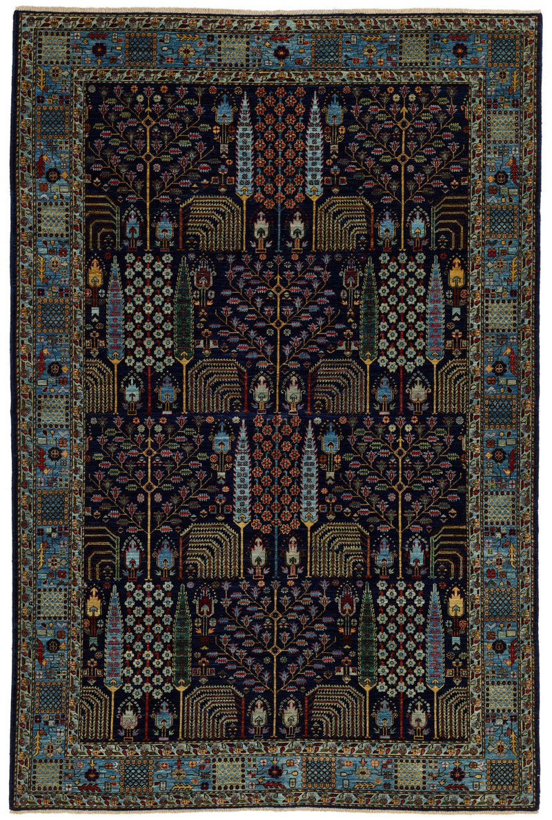 6x9 Navy and Blue Traditional Rug