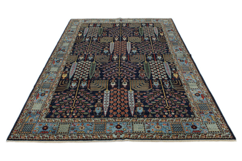 6x9 Navy and Blue Traditional Rug