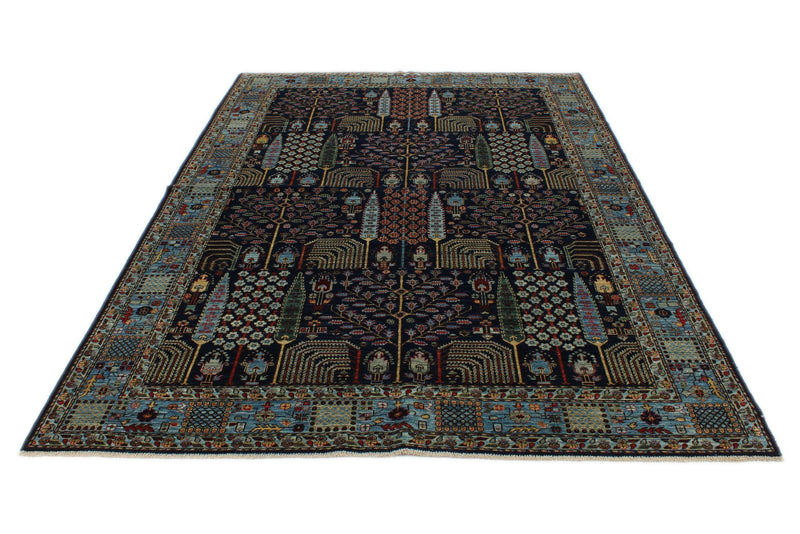 6x9 Navy and Blue Traditional Rug