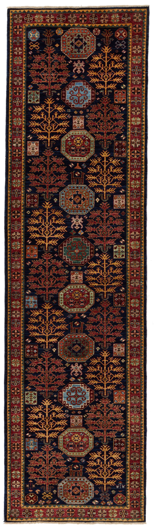 3x12 Navy and Multicolor Traditional Runner