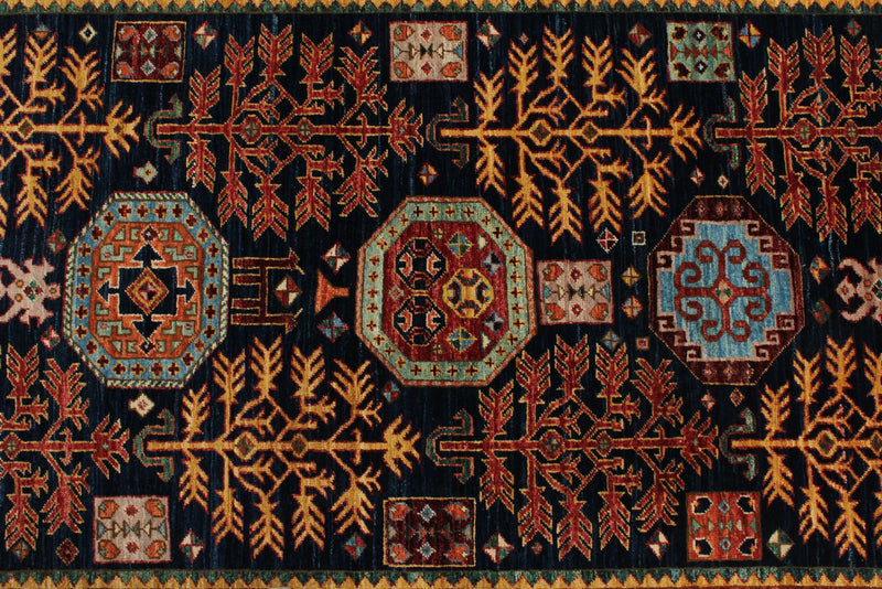 3x12 Navy and Multicolor Traditional Runner