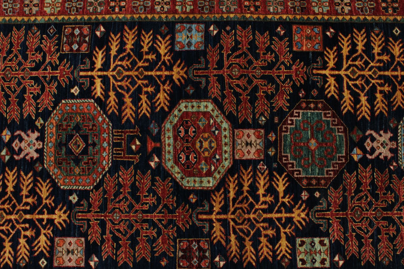 3x12 Navy and Multicolor Traditional Runner