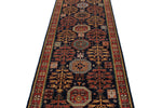 3x12 Navy and Multicolor Traditional Runner