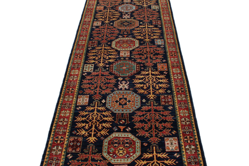 3x12 Navy and Multicolor Traditional Runner
