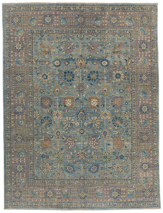 9x12 Light Blue and Light Purple Traditional Rug