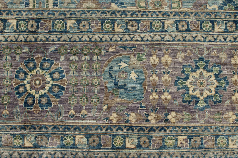 9x12 Light Blue and Light Purple Traditional Rug