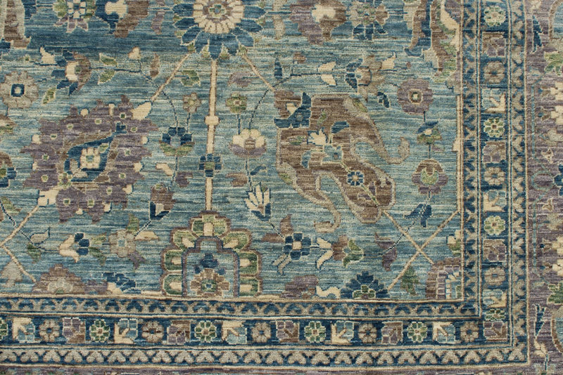 9x12 Light Blue and Light Purple Traditional Rug