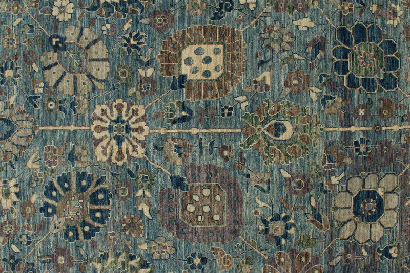 9x12 Light Blue and Light Purple Traditional Rug