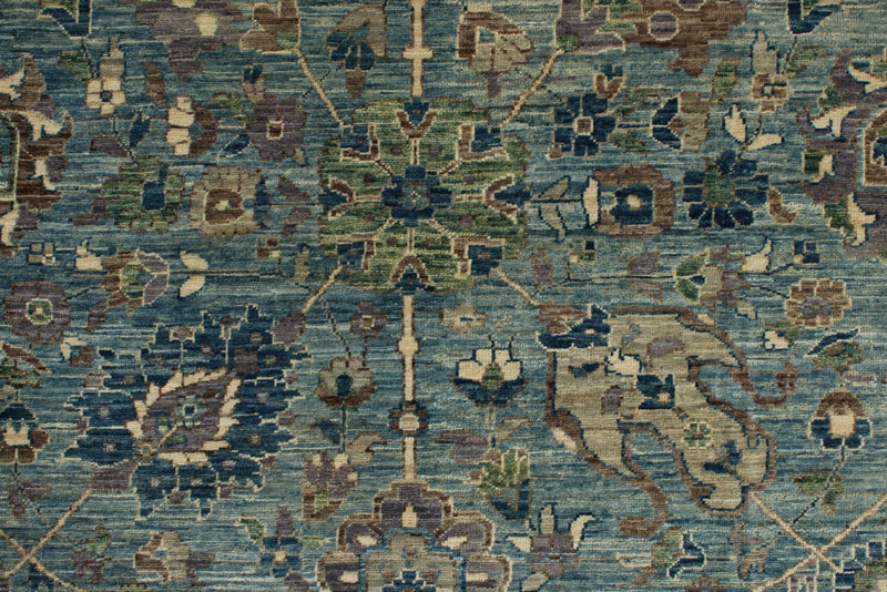 9x12 Light Blue and Light Purple Traditional Rug