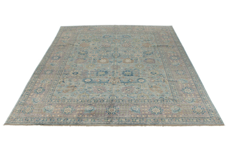 9x12 Light Blue and Light Purple Traditional Rug