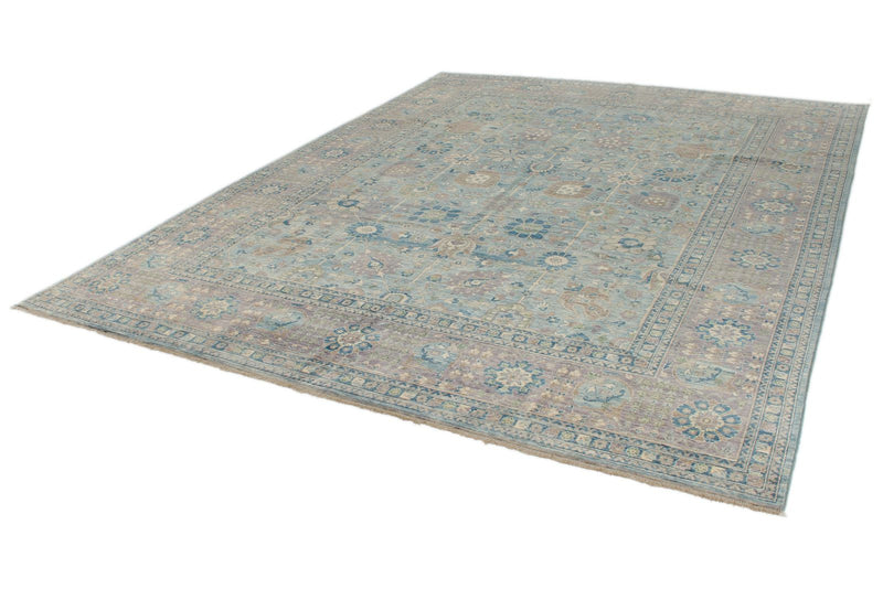 9x12 Light Blue and Light Purple Traditional Rug
