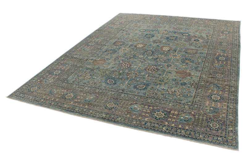 9x12 Light Blue and Light Purple Traditional Rug