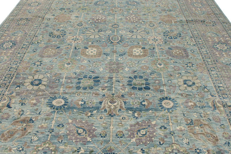 9x12 Light Blue and Light Purple Traditional Rug