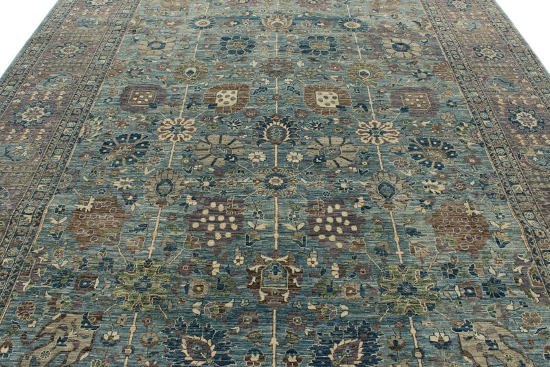 9x12 Light Blue and Light Purple Traditional Rug