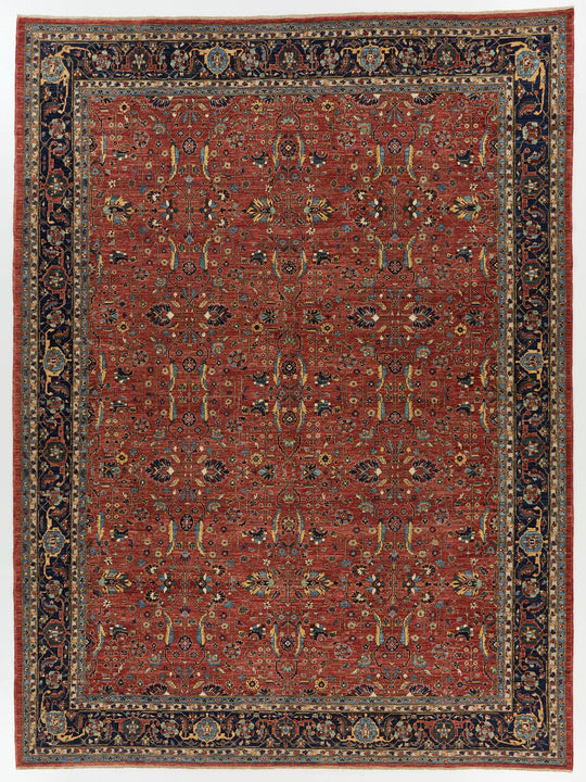 10x13 Rust and Navy Traditional Rug