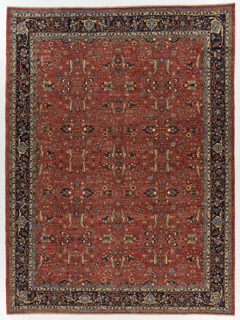 10x13 Rust and Navy Traditional Rug