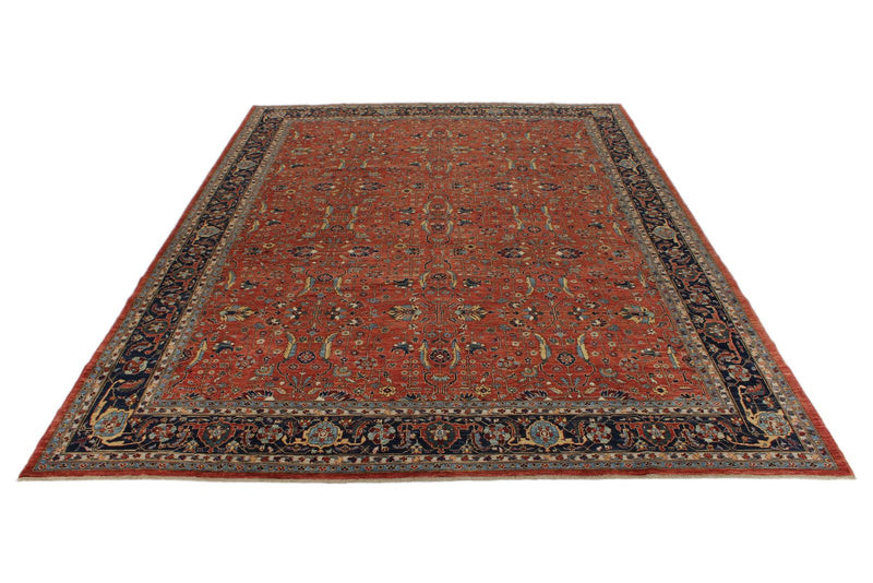 10x13 Rust and Navy Traditional Rug