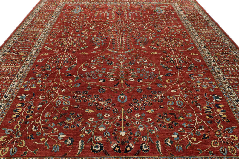 10x14 Rust and Multicolor Traditional Rug