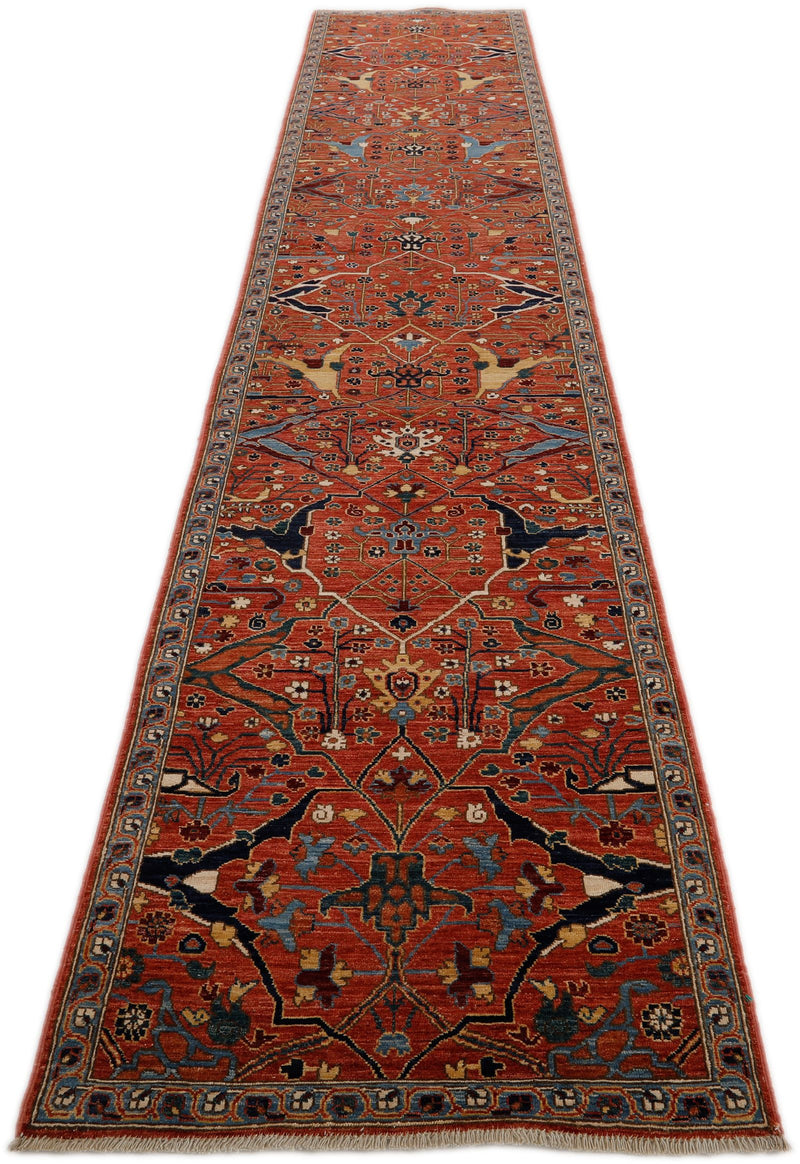 3x14 Rust and Multicolor Traditional Runner