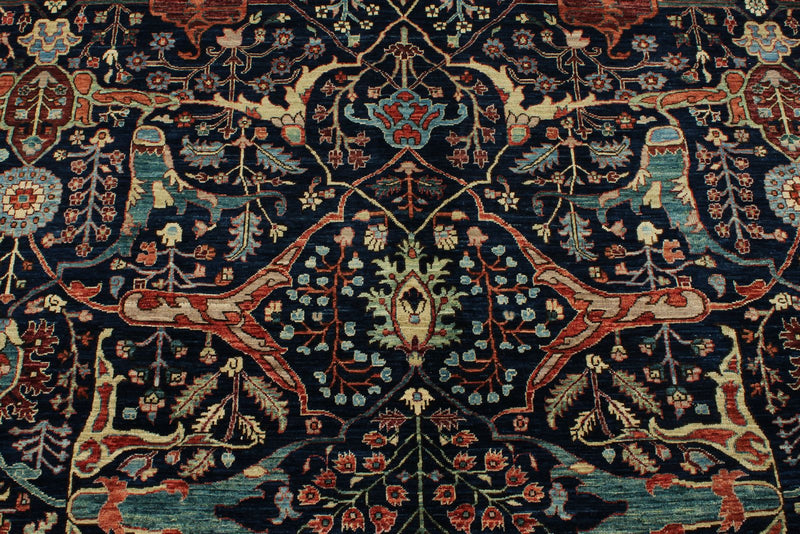 8x10 Navy and Multicolor Anatolian Traditional Rug