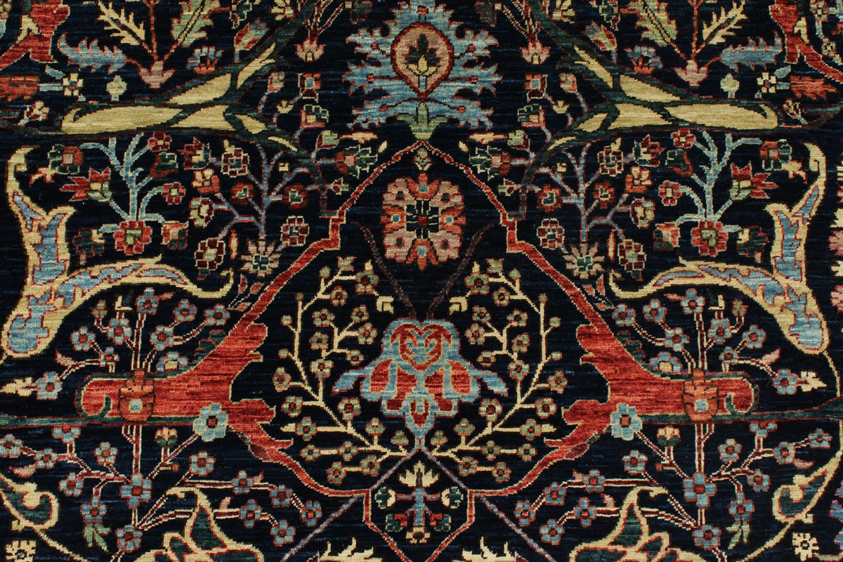 8x10 Navy and Multicolor Anatolian Traditional Rug