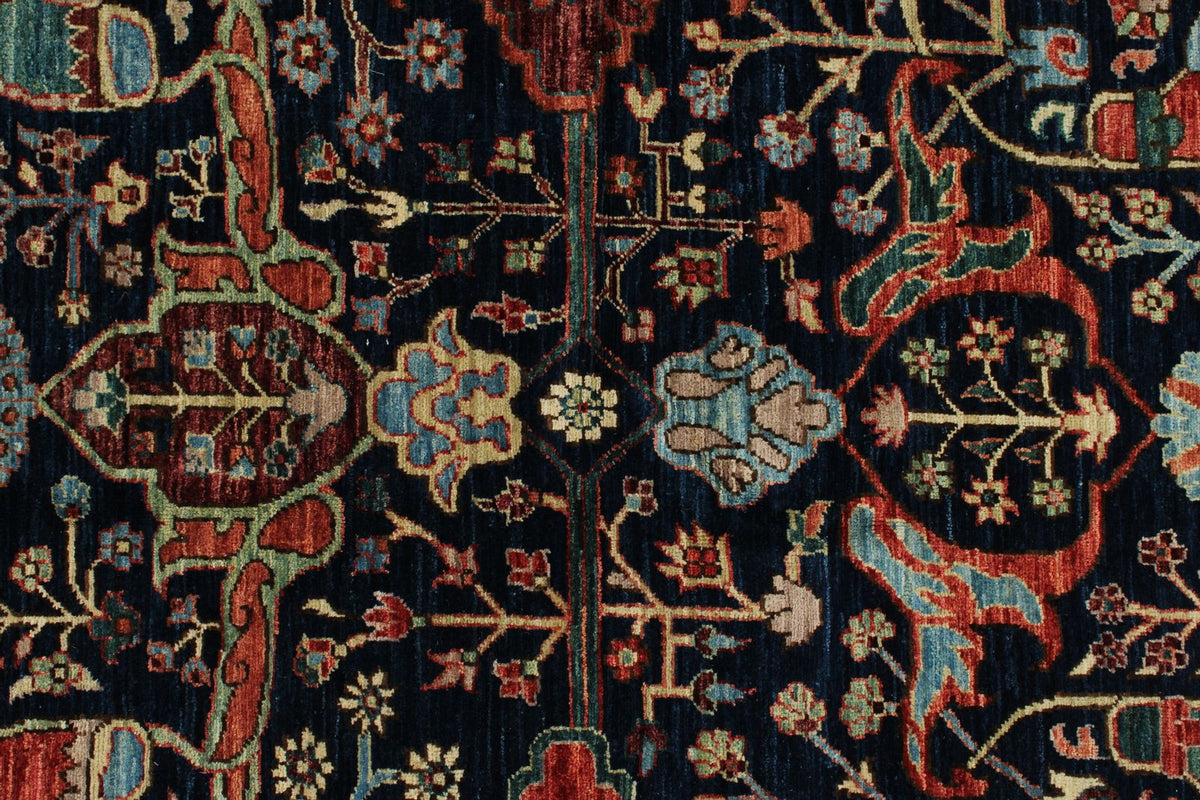 8x10 Navy and Multicolor Anatolian Traditional Rug