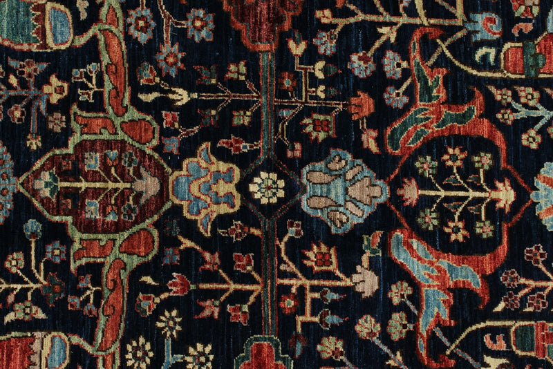 8x10 Navy and Multicolor Anatolian Traditional Rug