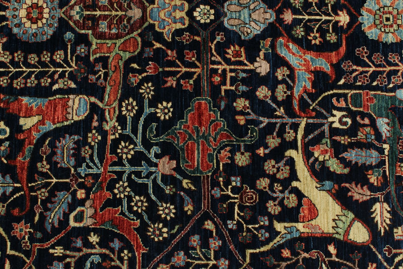 8x10 Navy and Multicolor Anatolian Traditional Rug