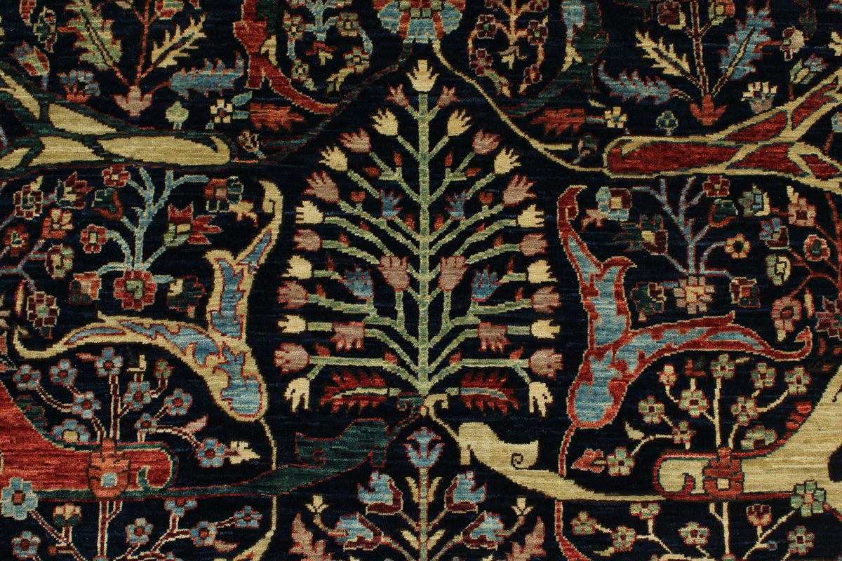 8x10 Navy and Multicolor Anatolian Traditional Rug