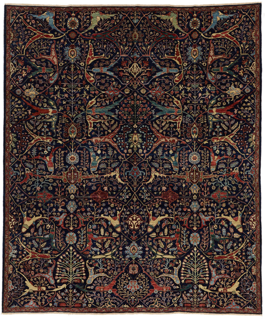 8x10 Navy and Multicolor Anatolian Traditional Rug