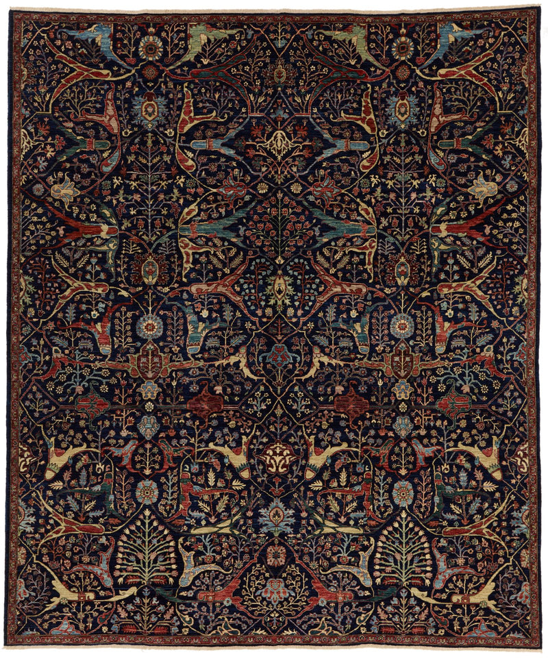 8x10 Navy and Multicolor Anatolian Traditional Rug