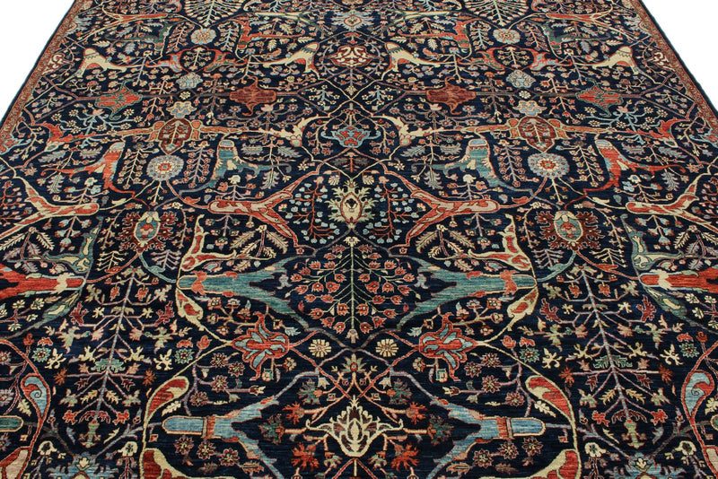 8x10 Navy and Multicolor Anatolian Traditional Rug
