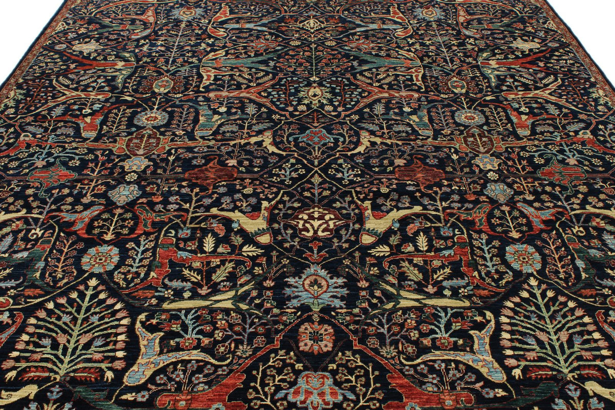 8x10 Navy and Multicolor Anatolian Traditional Rug