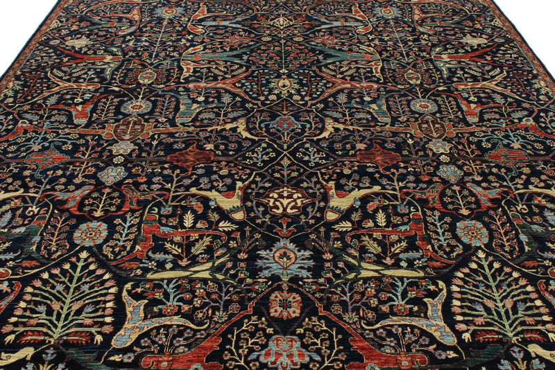 8x10 Navy and Multicolor Anatolian Traditional Rug