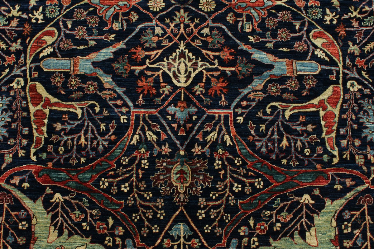 8x10 Navy and Multicolor Anatolian Traditional Rug
