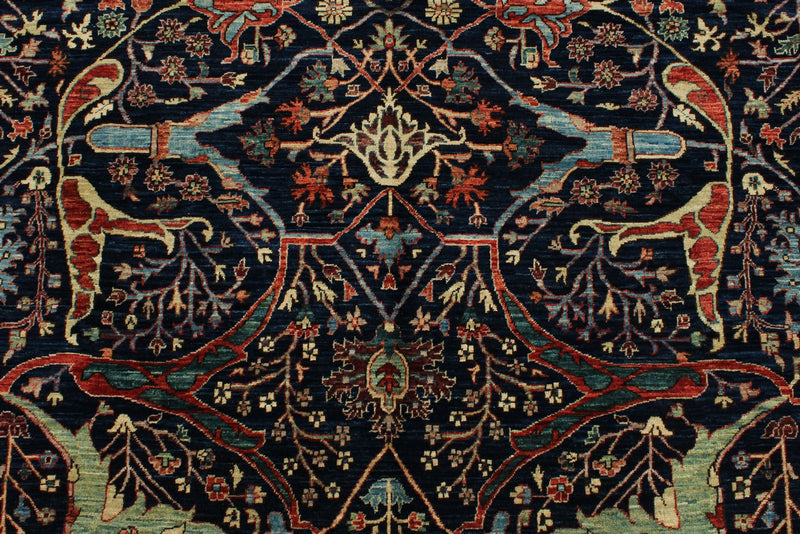 8x10 Navy and Multicolor Anatolian Traditional Rug