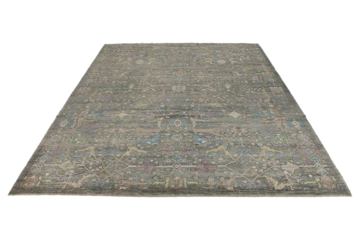 10x14 Light Gray and Multicolor Anatolian Traditional Rug