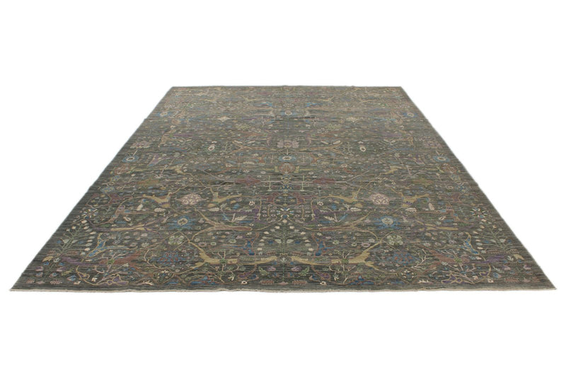 10x14 Light Gray and Multicolor Anatolian Traditional Rug