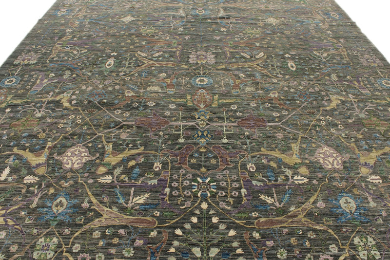 10x14 Light Gray and Multicolor Anatolian Traditional Rug